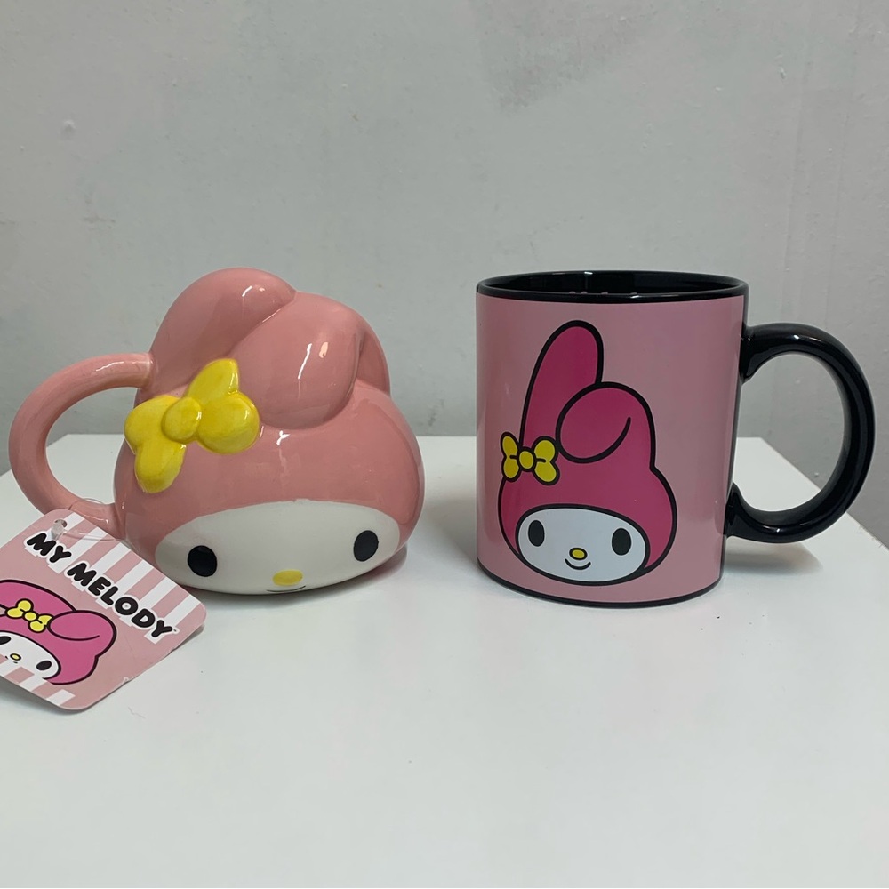 SET OF 2 Sanrio Collectible Mugs: (1) 3D My Melody & (1) Kuromi/Melody cup NWT